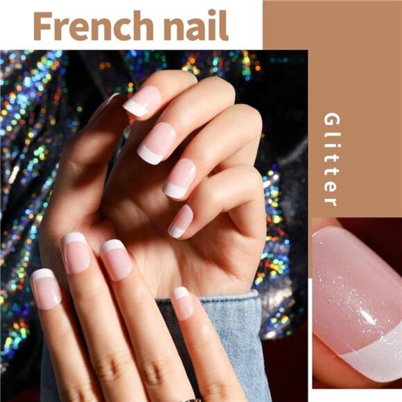 576Pcs Short Square Press On Nails Kit with Matte, Glossy, Glitter,French Design - Picture 4 of 8